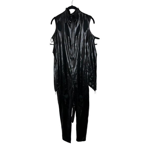 Dreamgirl Womens Cat Fight Costume Large Jumpsuit, Mask With Cat Ears‎ and Belt - Picture 2 of 12